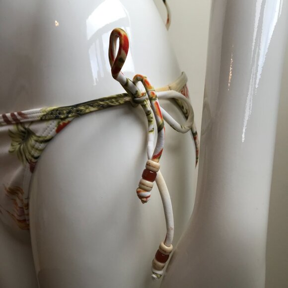 Billabong BLUE CRUSH era Vintage bikini natural floral beaded triangle low rise - Picture 6 of 9